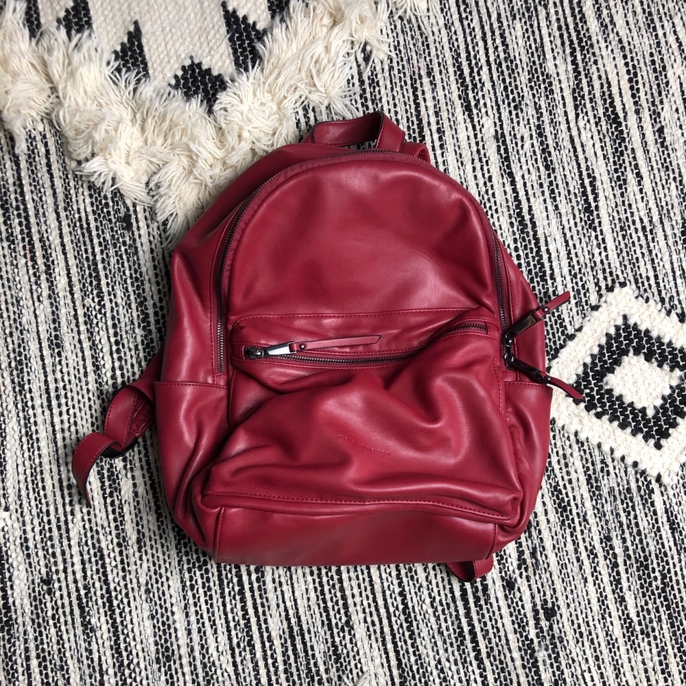 Red faux leather French Connection backpack